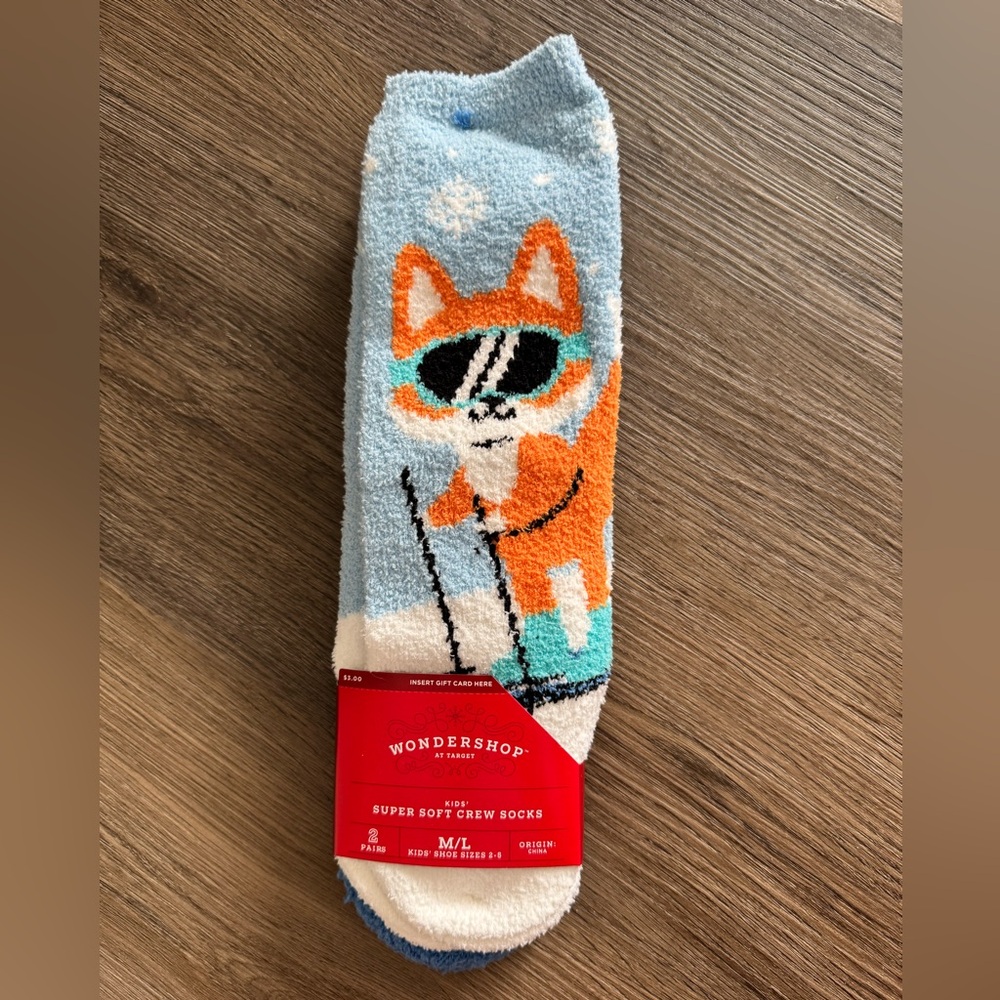 NEW 2 Pairs Kids Super Soft Crew Socks Shoe Size 2-5